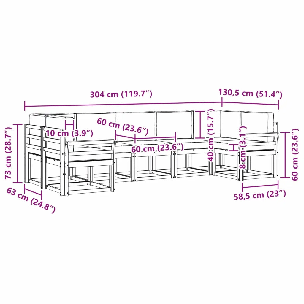 Set di divani da esterno 7 pz Bianco e Beige 3388157