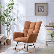 Sedia a dondolo ergonomica in tessuto teddy marrone