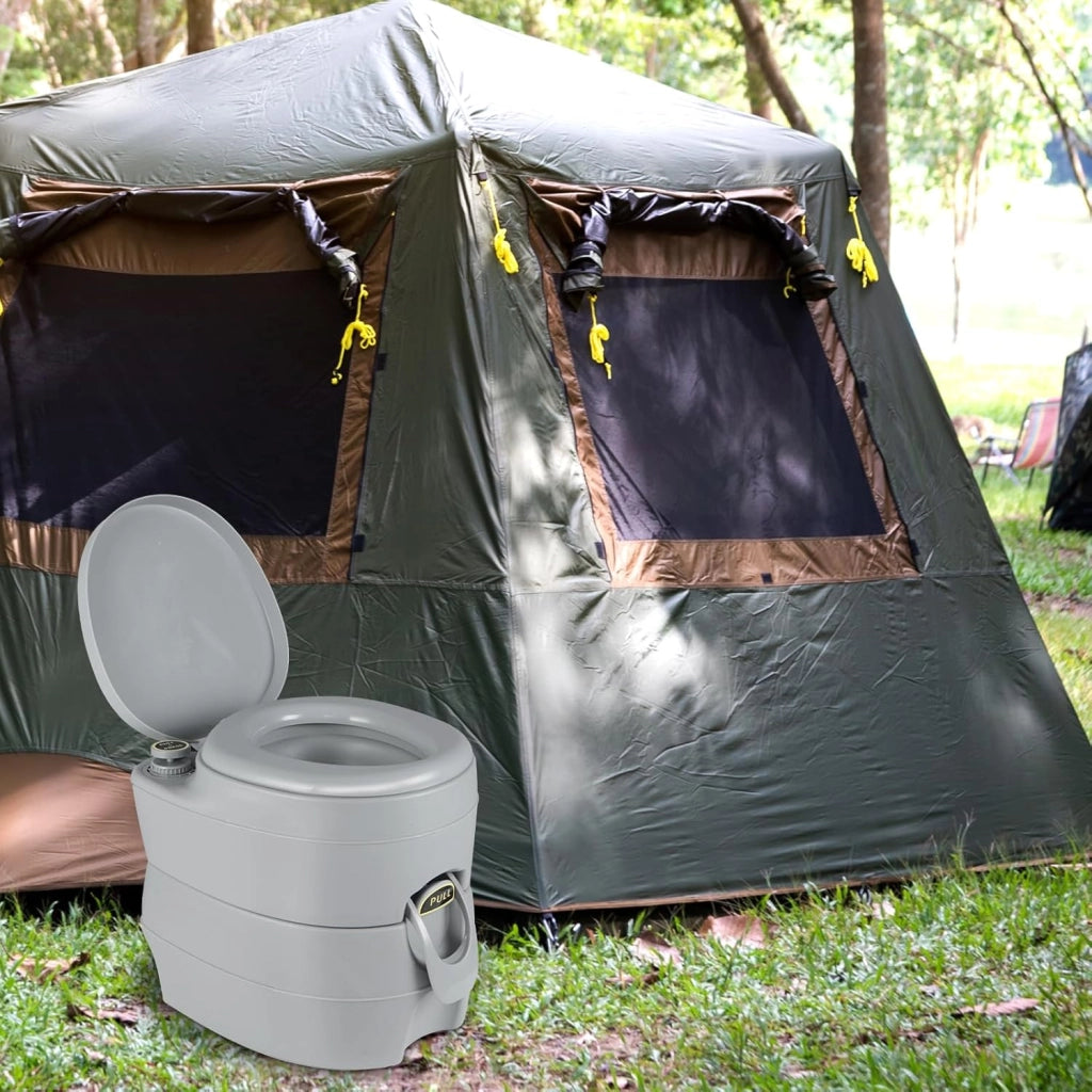 COSTWAY 20L Toilette Portatile con Serbatoio d'Acqua Rimovibile a Maniglia, WC Chimico Comodo per Campeggio, Water Portatile per Adulti e Anziani, Supporto Carico 150kg, 45 x 40 x 42 cm