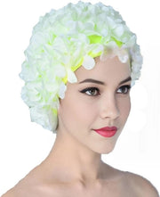 Mutone da nuoto - Mutone da nuoto con stampa fiori - Mutone da nuoto femminile - Disegno fiori - Protegge i capelli efficacemente dalle lesioni durante il nuoto - Circonferenza del cappello ca. 60 cm - Verde fluorescente - 1 pezzo