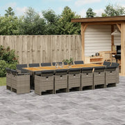 Set da Pranzo da Giardino 17pz con Cuscini Grigio in Polyrattan 3277837