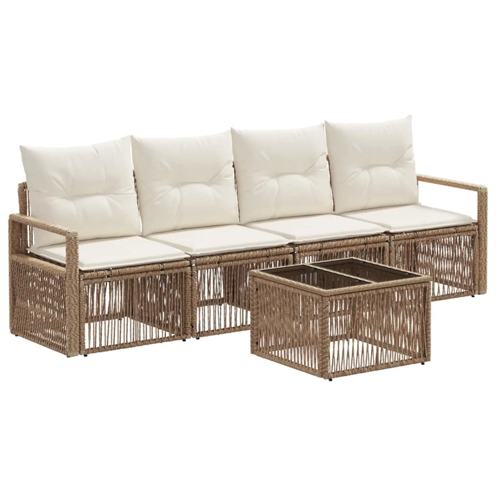 Set Divano da Giardino 5 pcs Beige polyrattan 3435639
