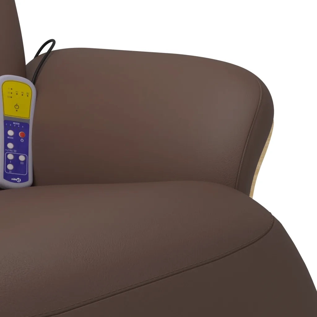 Poltrona | Sedia Relax Reclinabile Massaggio Poggiapiedi Marrone Similpelle