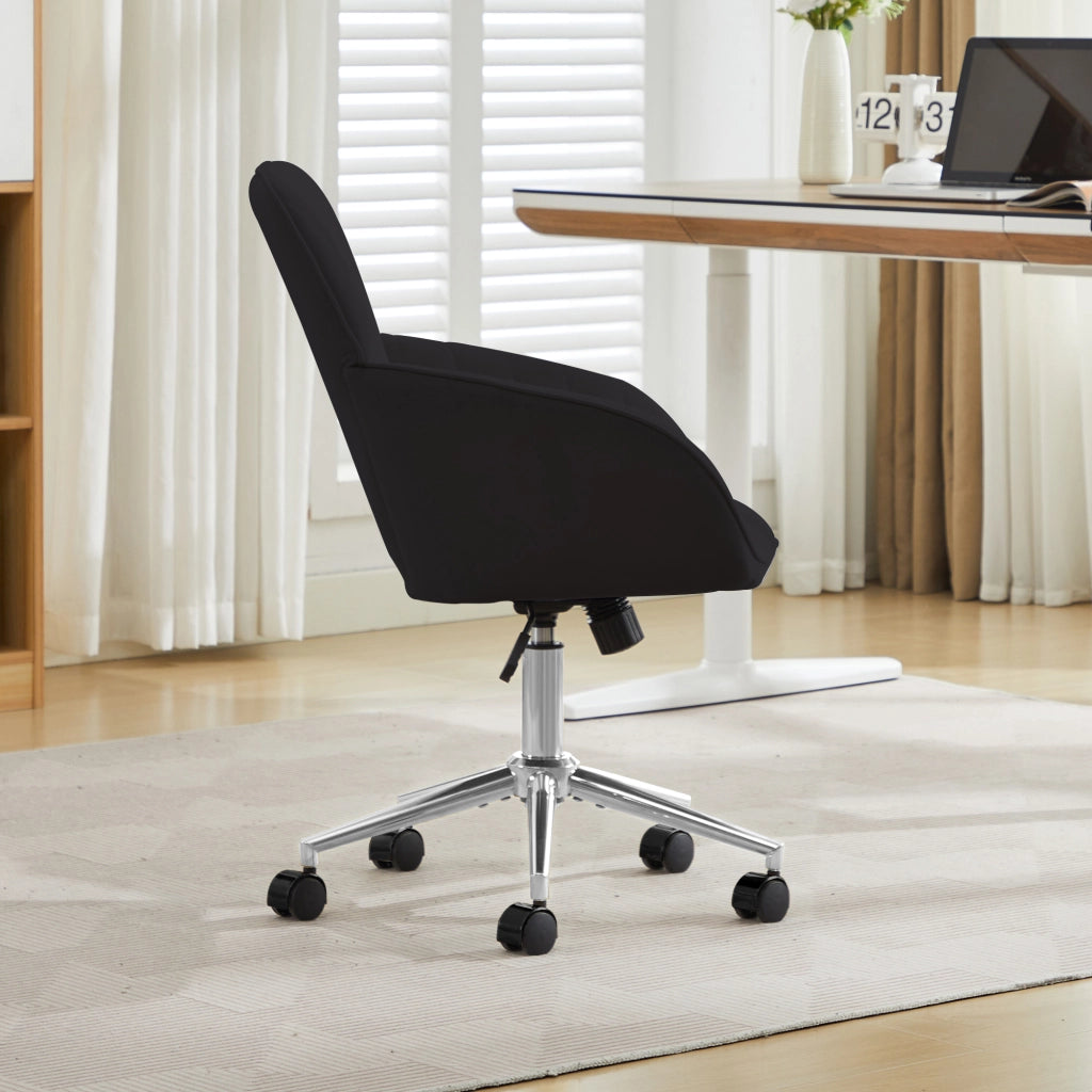 Sedia da ufficio ergonomica nera in velluto