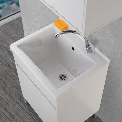Mobile lavatoio 60x50 cm bianco lucido con vasca in ceramica Way
