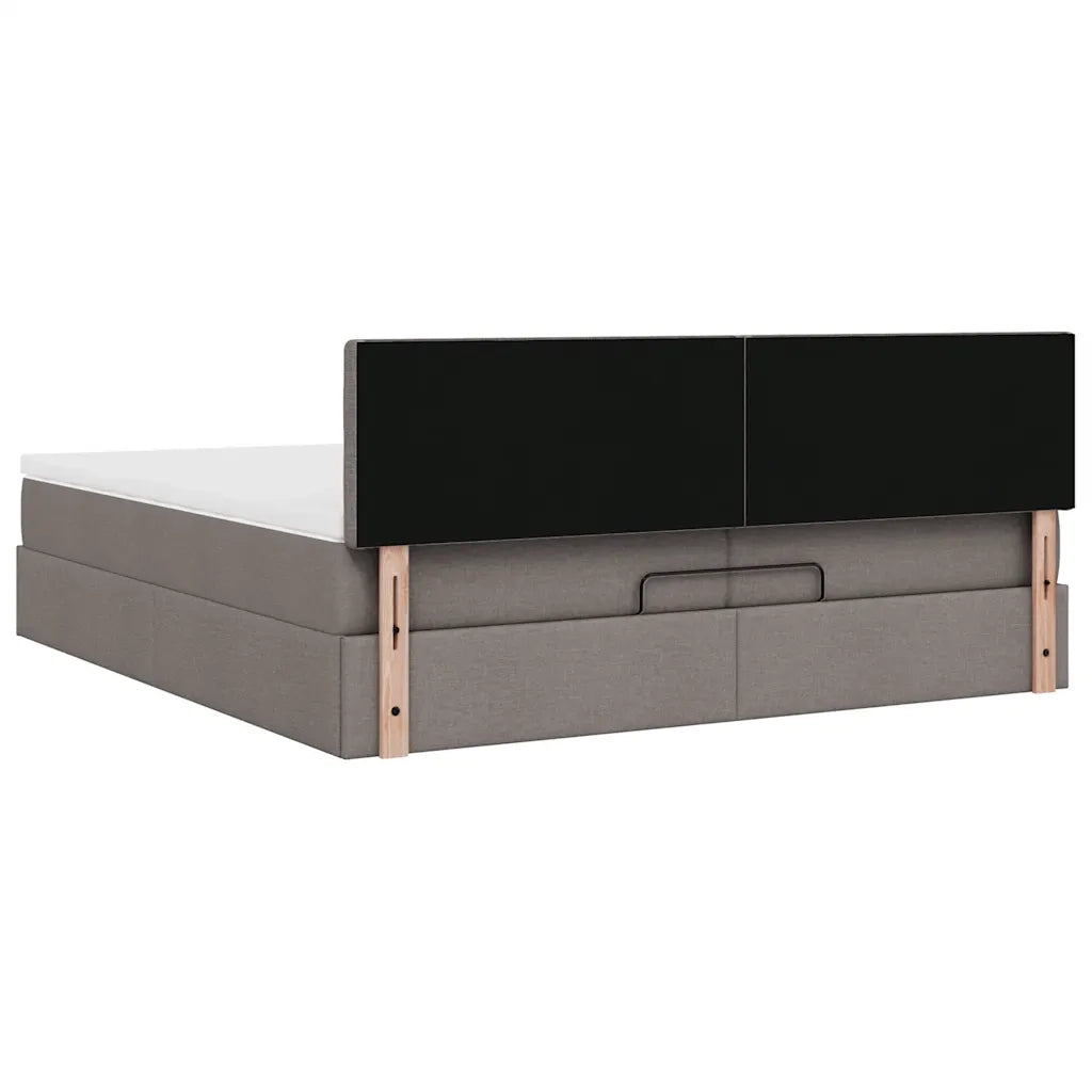 vidaXL Struttura Letto Pouf con Materasso Tortora 200x200 cm Tessuto