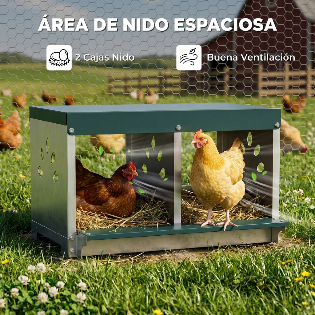 Pollaiolo per Galline in Acciaio Galvanizzato ¨C zephmum ¨C Verde e Argento 2 Posti