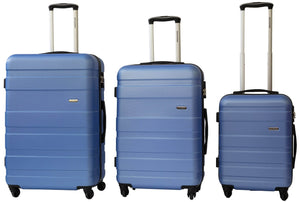 Set 3 Valigie Trolley Rigide in ABS 4 Ruote TSA Ravizzoni Caronte Blu