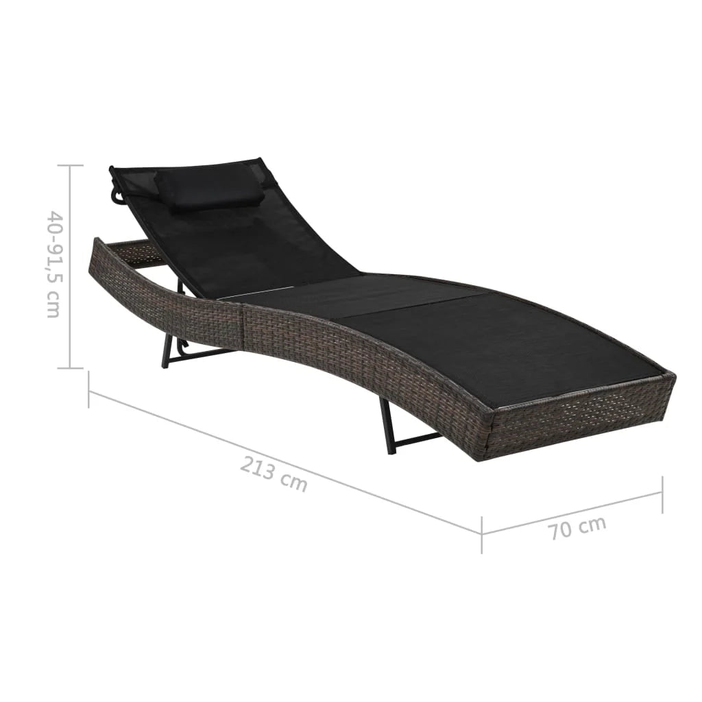 Lettino prendisole sedia a sdraio lettino prendisole letto da giardino mobili da esterno per patio con cuscino resina intrecciata marrone 02_0012558