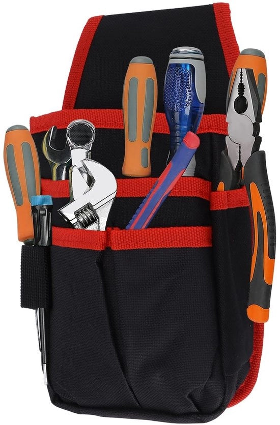 Organizzatore di strumenti a sacchetto - Pouch per elettricisti professionisti - Resistenze elevate - Nero - Casella di organizzazione per attrezzi - Tas di cintura per strumenti - Adatto per