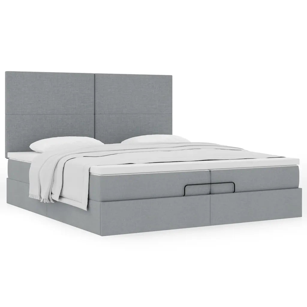Struttura Letto Pouf con Materassi 200x200 cm in Tessuto 3313099