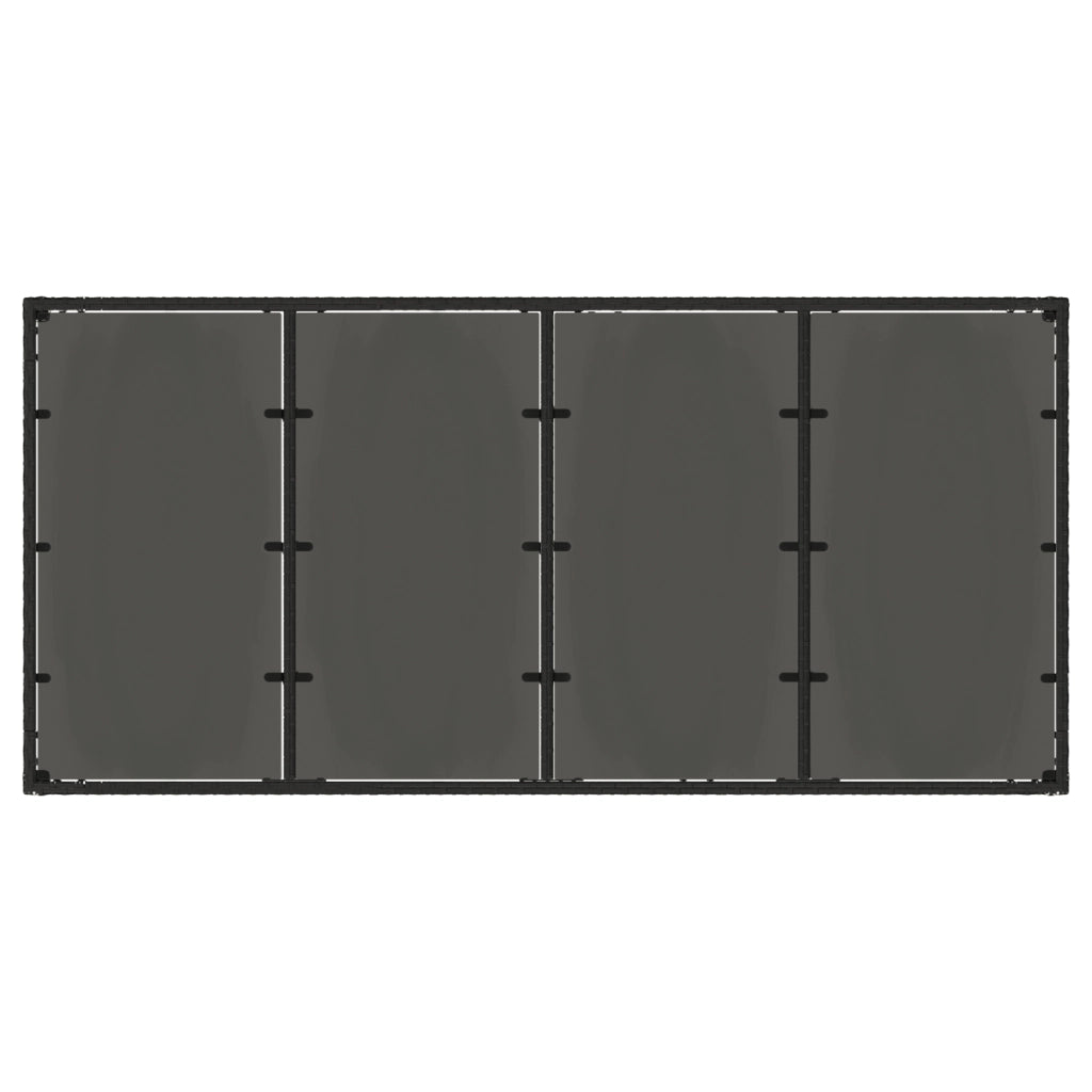 Set Pranzo Giardino  9 Pezzi Nero Rattan Polietilene