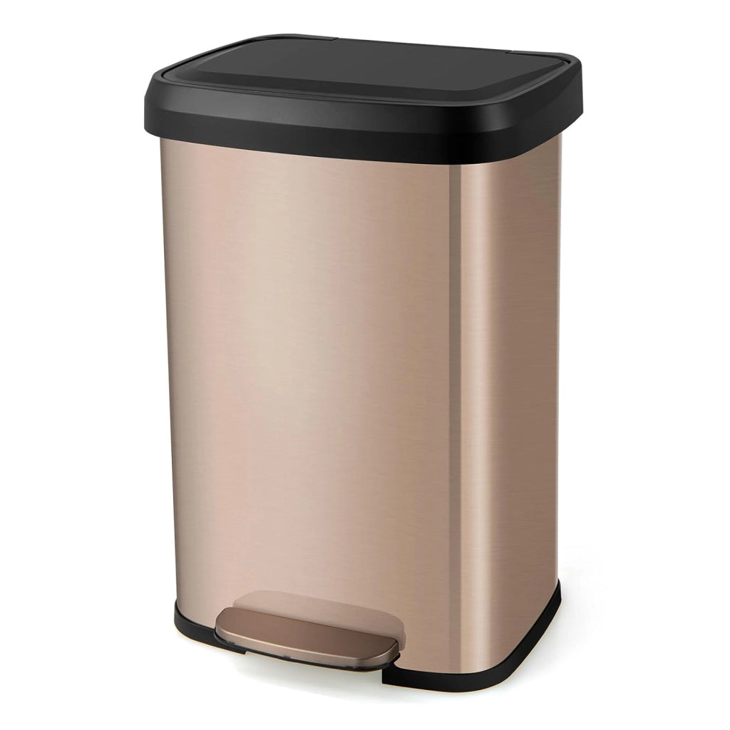 Bidone per Pattumiera da 50 L, Pattumiera da Cucina con Pedale, Coperchio e Scomparto Deodorante, Ideale per Casa Ufficio, Rosa Dorato/Argento (50L, Rosa dorato)