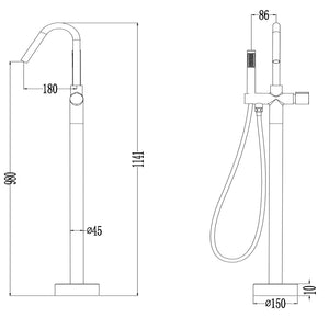 Ogomondo miscelatore a pavimento per vasca freestanding black delhi in ottone *** tinta nero, confezione 1