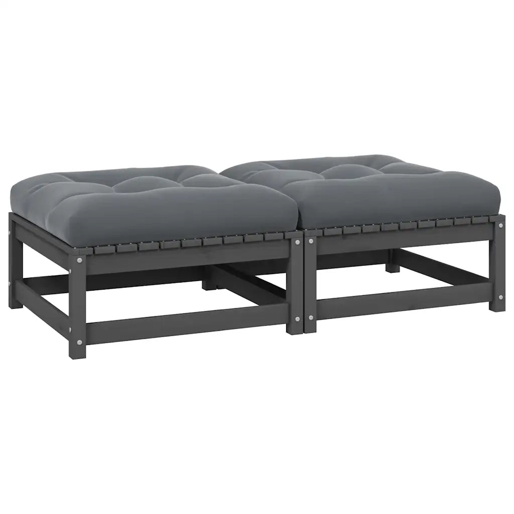 Poggiapiedi da Giardino con Cuscini 2 pz Bianchi in Legno Pinocod mxl 70736