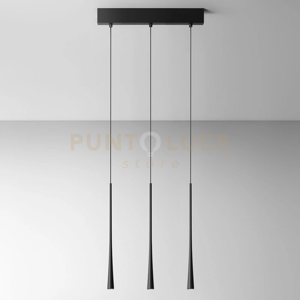 DAFNE S/3P - LAMPADARIO A SOSPENSIONE LINEARE 3 LUCI LED 3000K 612LM 16,5W NERO
