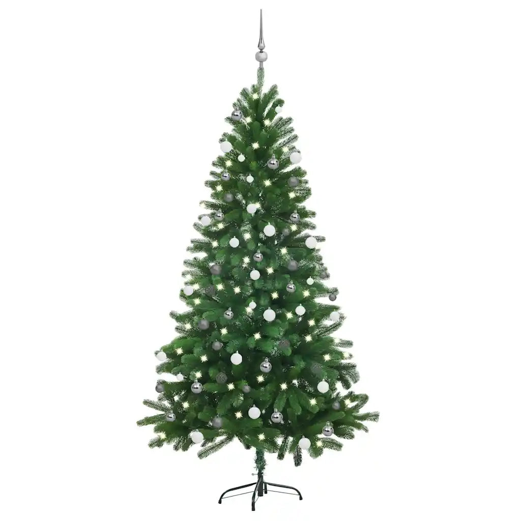 Set Albero Natale Artificiale con LED e Palline Verde 180 cm  cod mxl 18329