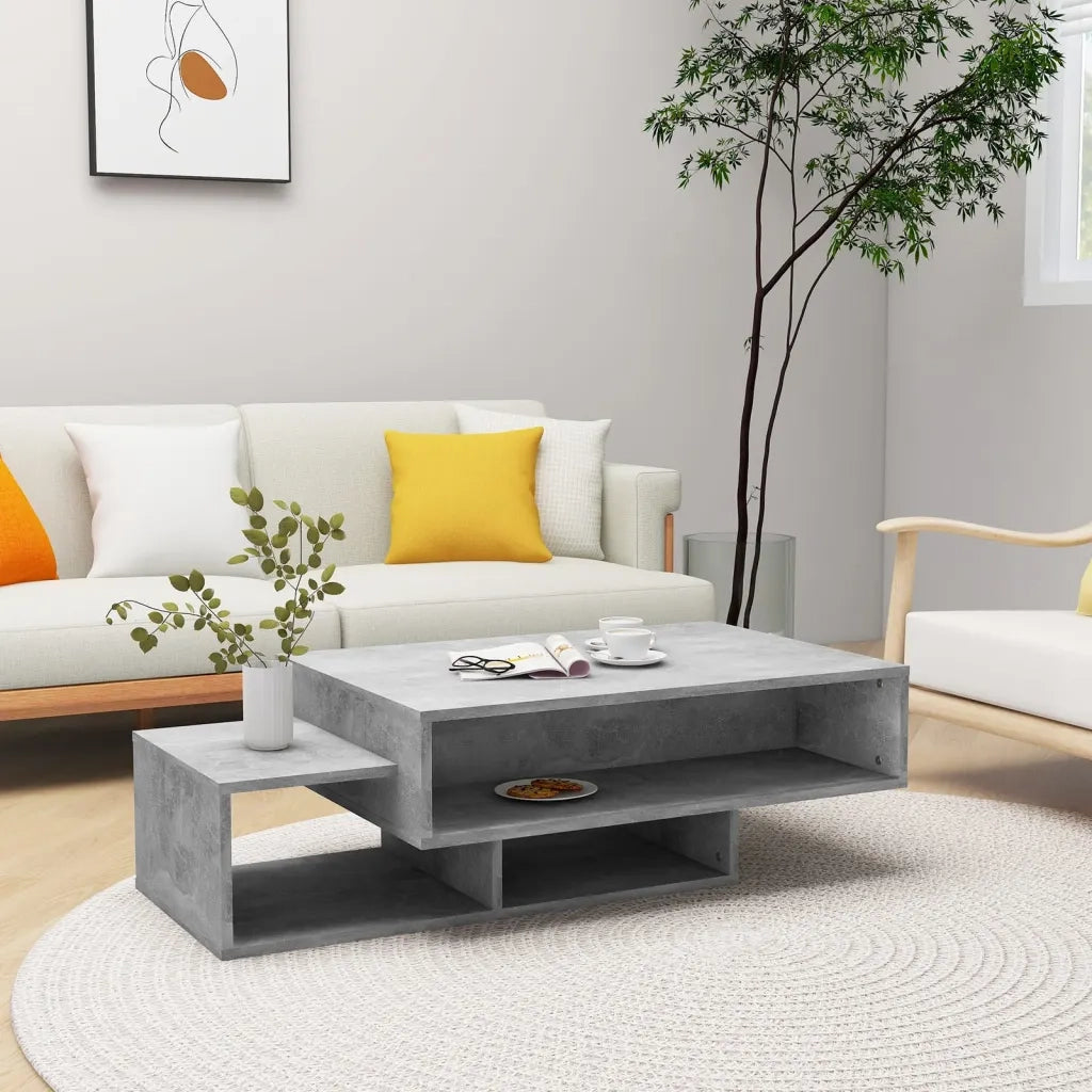 Tavolino da salotto | Tavolino da caff¨¨ | Tavolino da Soggiorno Grigio Cemento 105x55x32 cm in Truciolato