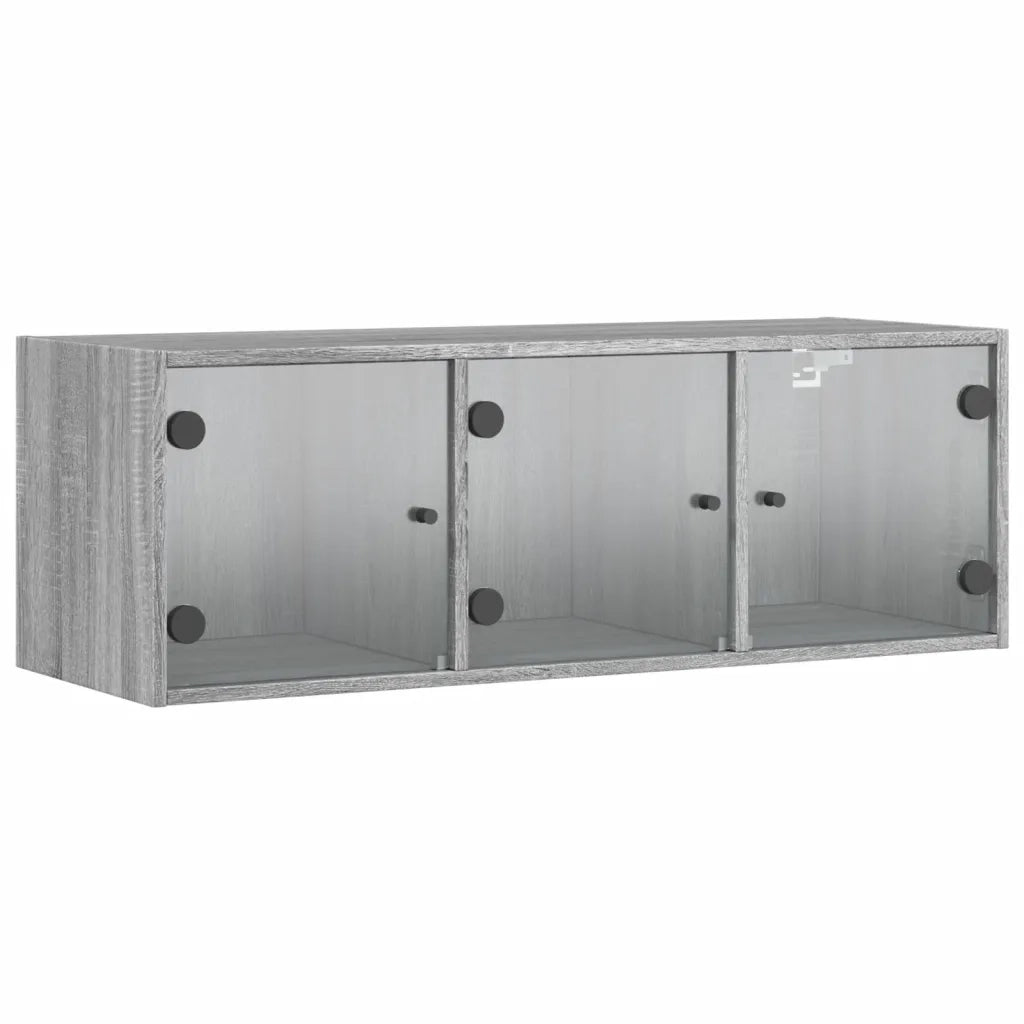 Mobile a Muro con Ante in Vetro Grigio Sonoma 102x37x35 cmcod mxl 87156