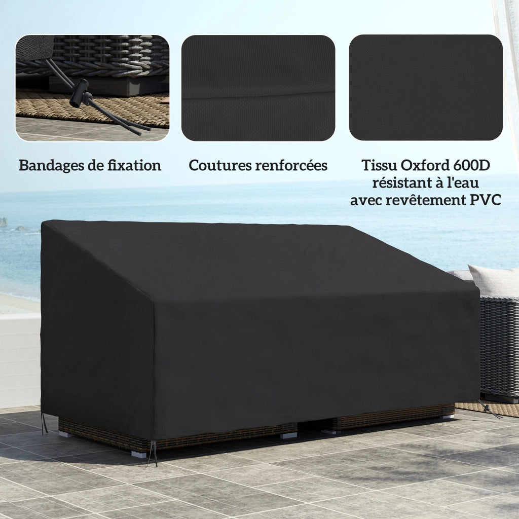 Copridivano esterno 3 posti ¨C zephmum ¨C Tessuto Oxford 600D, 218x111x63/101 cm, nero