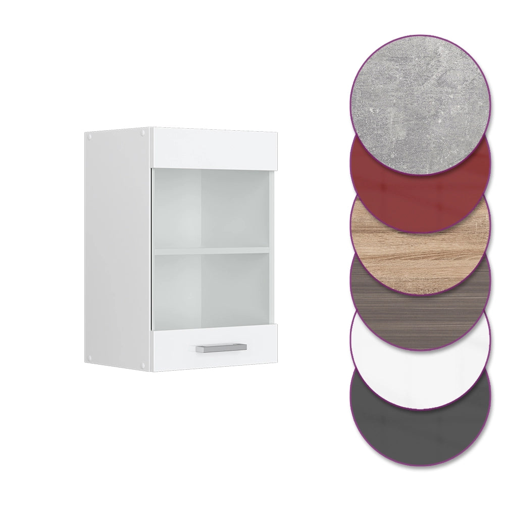 Vicco Mobile da cucina in vetro Bianco lucido 40 cm