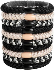 Haltere per capelli 10 pezzi - Orecchioni elastici - Cinture di setola in cotone - Materiale comodo - Senza metalli - Sicuri per i capelli - Orecchioni per capelli