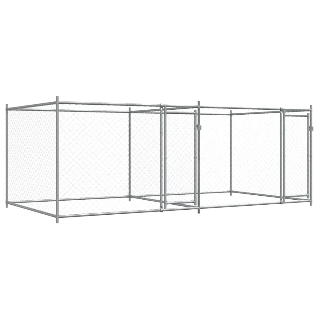 Trasportino per cani con porte 4 x 2 x 1,5 m acciaio zincato grigio 02_0041624