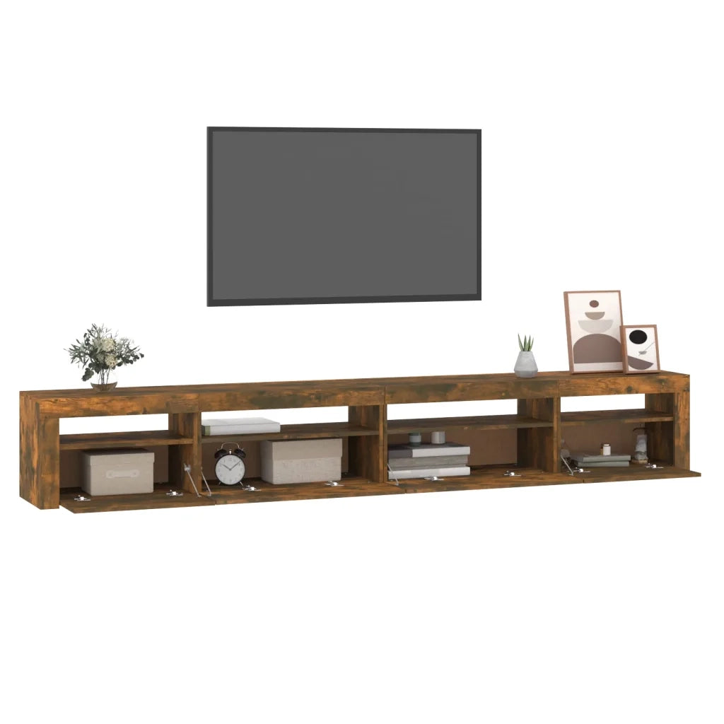 Mobile Porta TV con Luci LED Rovere Fumo 270x35x40 cm 3152751