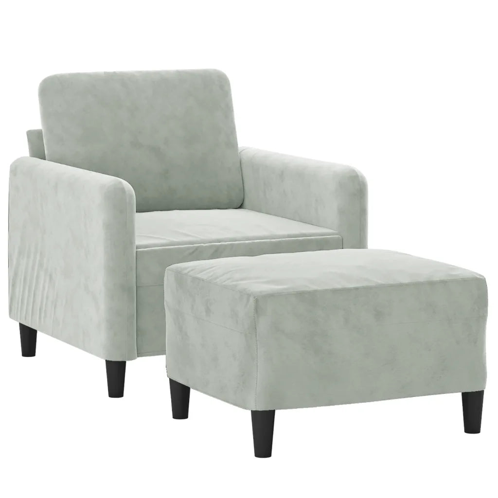 Poltrona | Sedia Relax con Poggiapiedi Grigio Chiaro 60 cm in Velluto