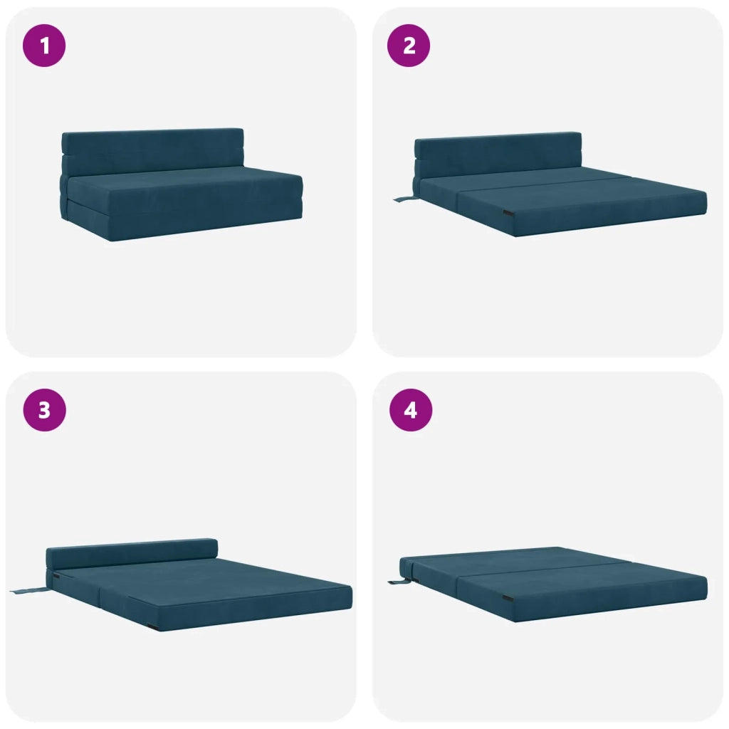 Divano Letto Pieghevole Blu 152 x 86,5 x 60 cm Tessuto