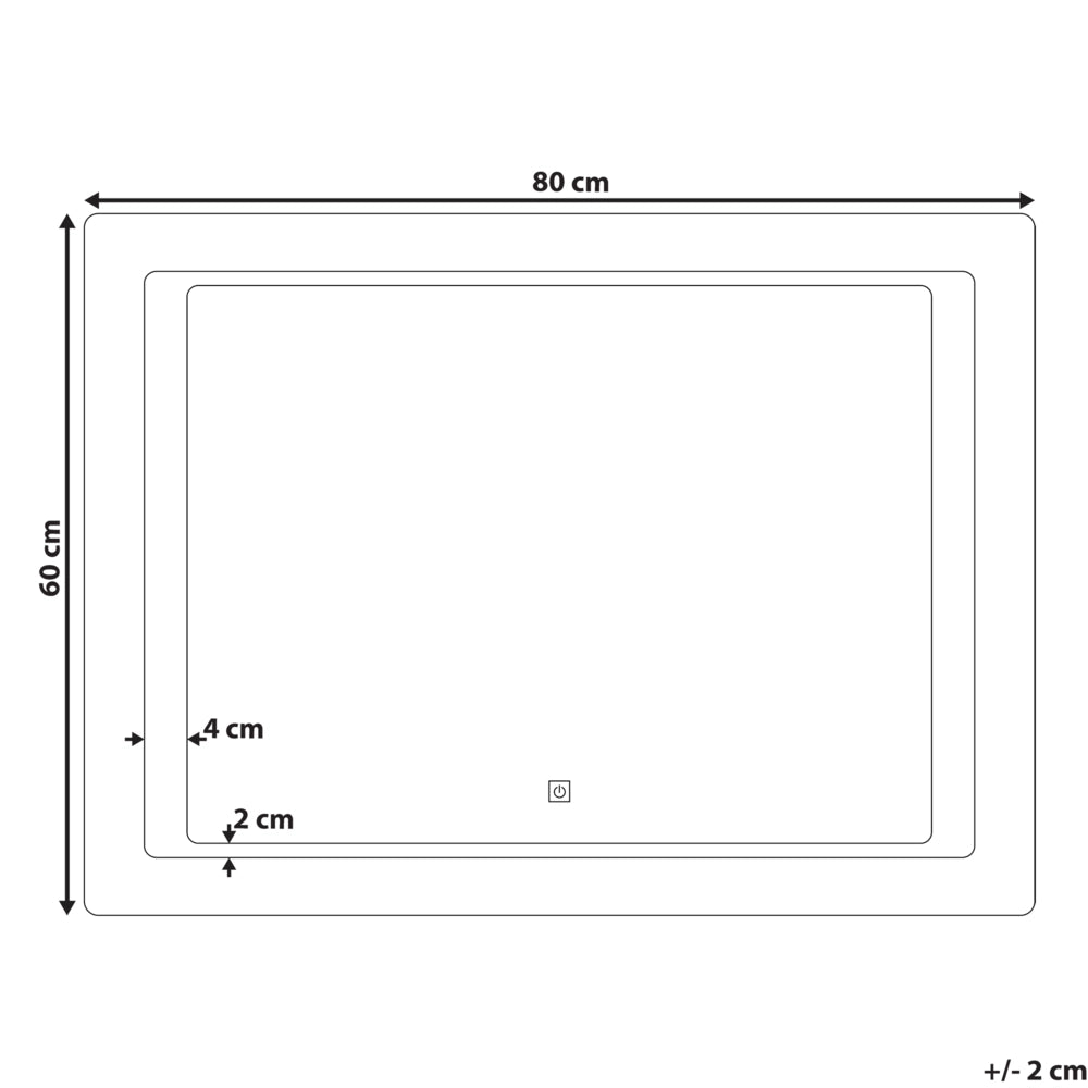 Specchio da parete con LED argento 60 x 80 cm Rettangolare Illuminato Sistema Antiappannamento