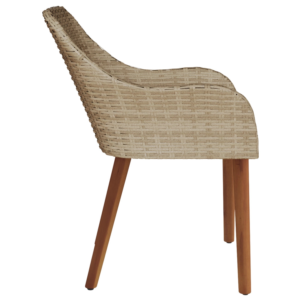 Sedie da giardino con cuscini 2 pcs Beige in Polyrattan