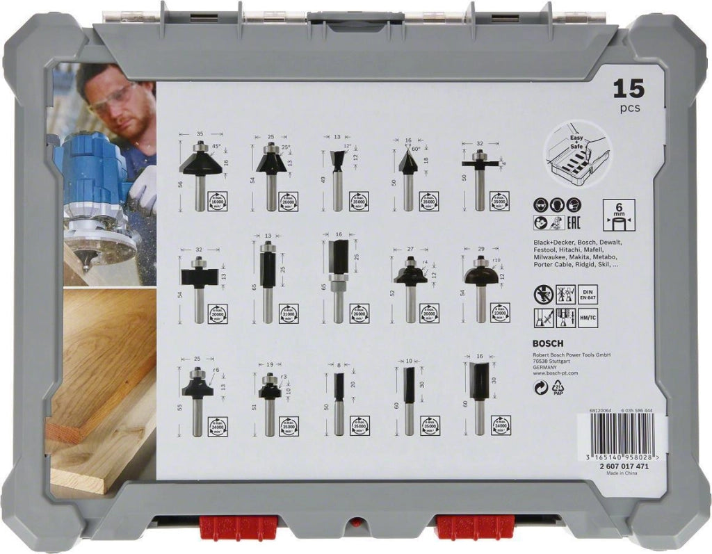 Bosch 2 607 017 471 punta per fresa Set di punte 15 pz