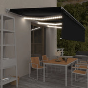 Tenda Retrattile Manuale con Parasole e LED 6x3m Antracite cod mxl 43798