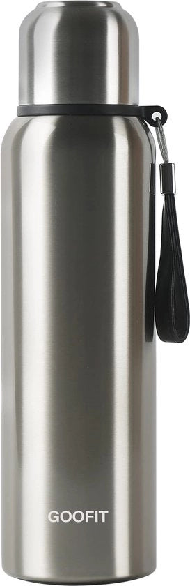 Vacca a vuoto isolata in acciaio inossidabile, BPA-free, impermeabile, adatta per caffè caldo e tè, termos per sport, outdoor, campeggio, 800 ml (argento)