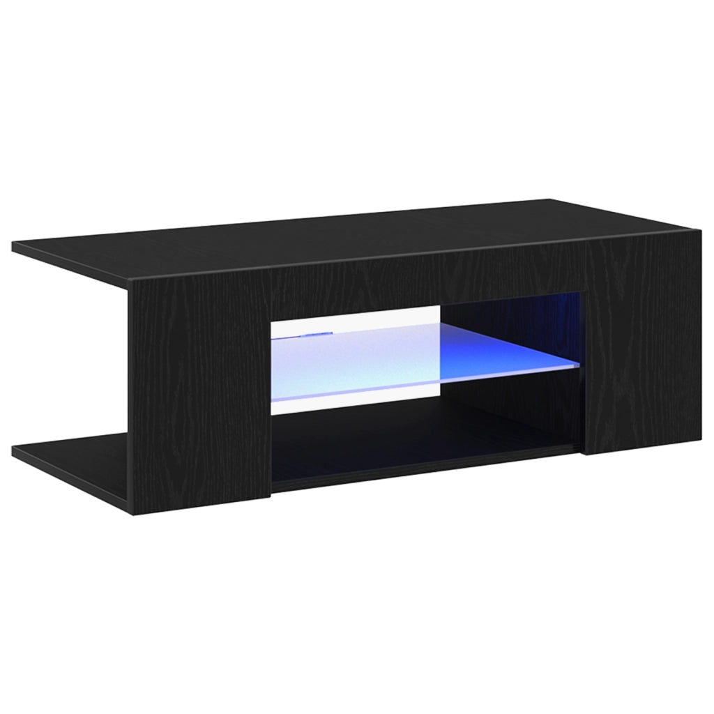 Mobile TV  con luci LED Rovere Nero 90x39x30 cm in Legno ingegnerizzato