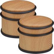 Set di fermatassa per porte pesanti - 2 pezzi - acciaio inox - gomma - finitura legno - diametro 95 cm - colore miele