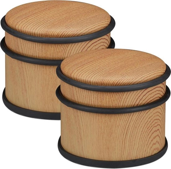Set di fermatassa per porte pesanti - 2 pezzi - acciaio inox - gomma - finitura legno - diametro 95 cm - colore miele