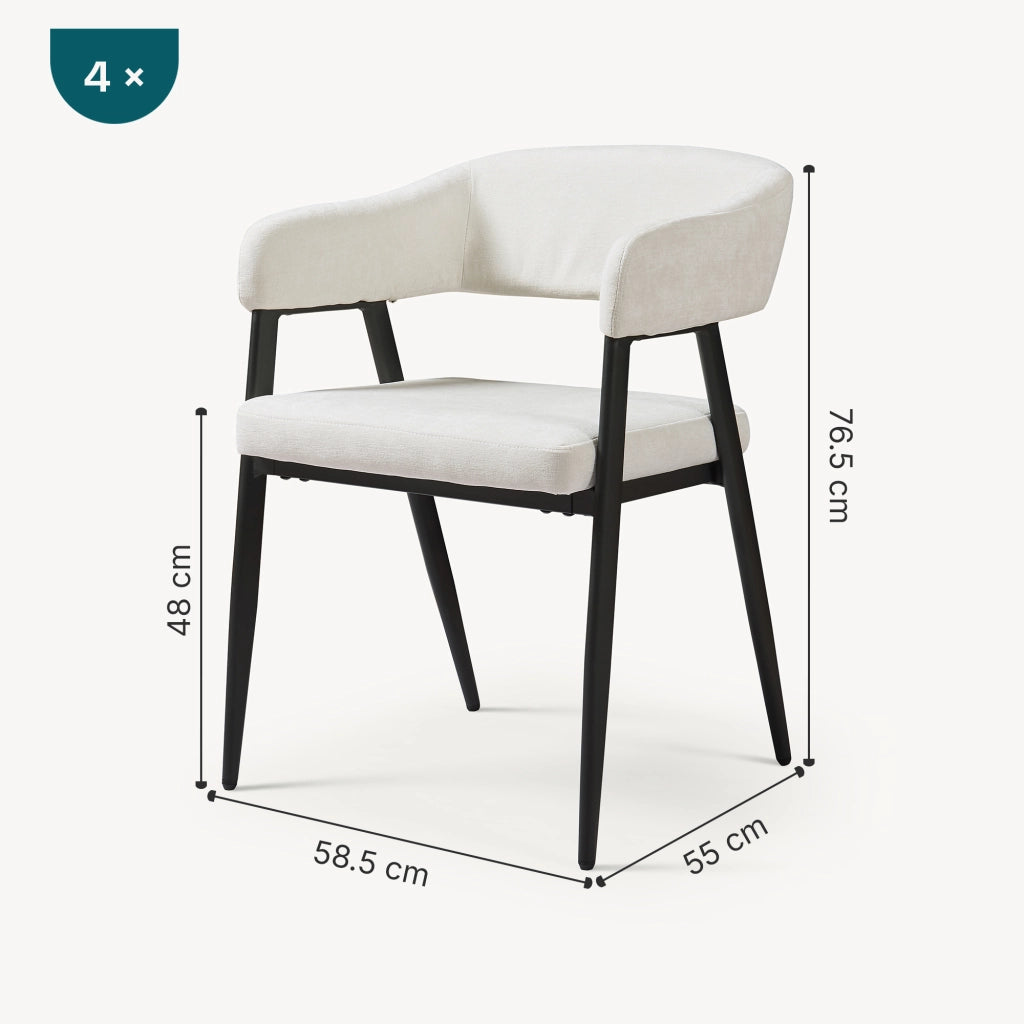 Set Kohlmand di 4 Sedie Imbottite da Sala Pranzo con Rivestimento in Tessuto - Beige [en.casa]