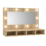 Armadio a specchio con illuminazione a LED 90 x 31,5 x 62 cm rovere 02_0006672