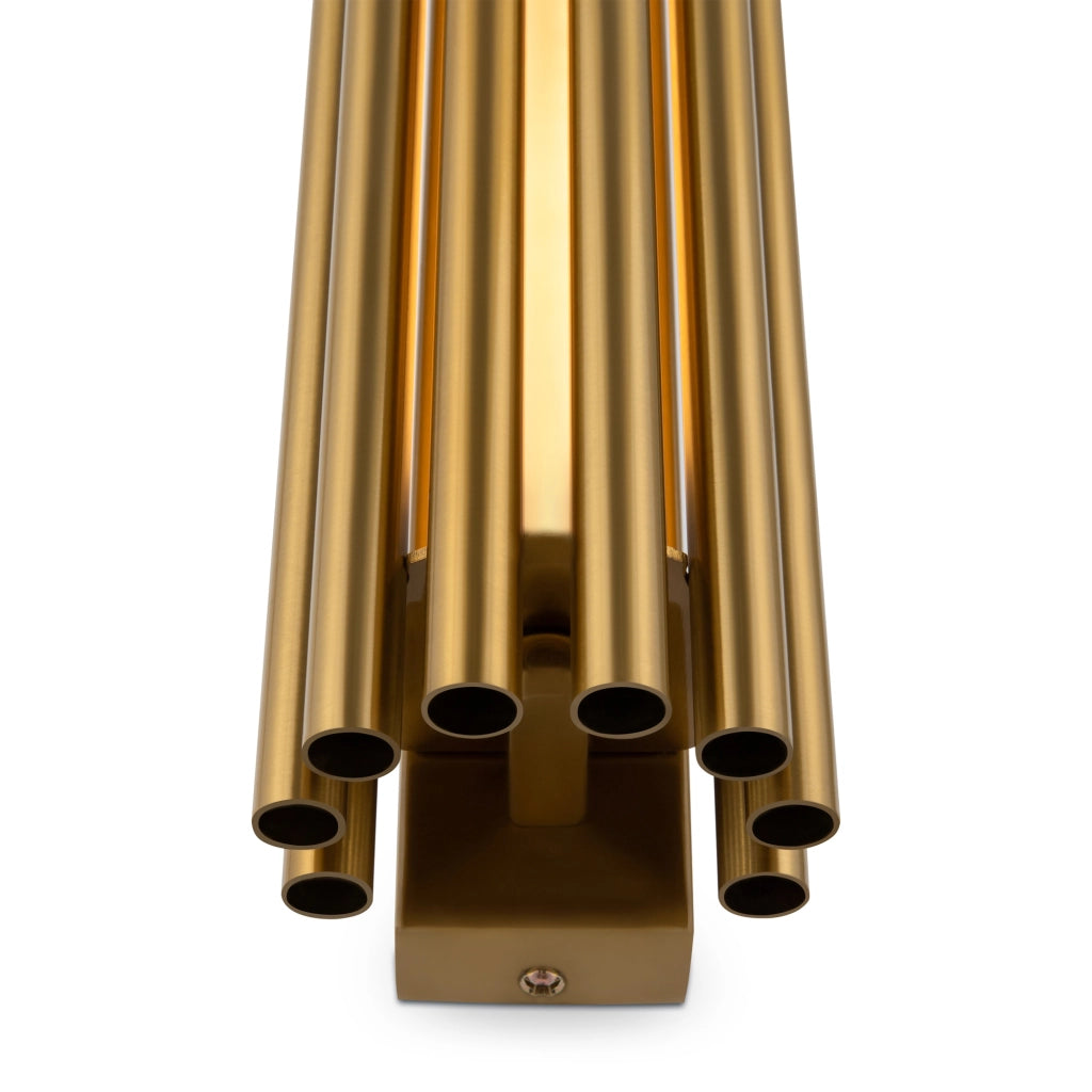Applique Contemporanea Sonata Led Alluminio Ottone Diffusore Vetro Oro