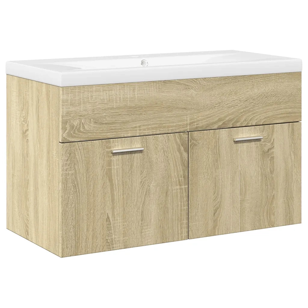 Mobile da Bagno con Lavabo Integrato-Armadietto da bagno con Lavandino Rovere Sonoma 628906