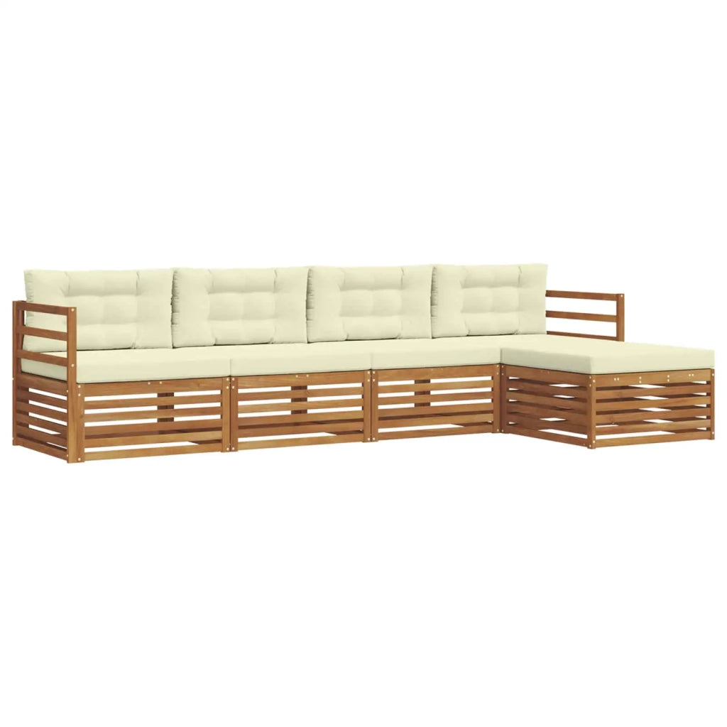 Set di divani da esterno con cuscino 5 pcs Naturale e Crema 3373280