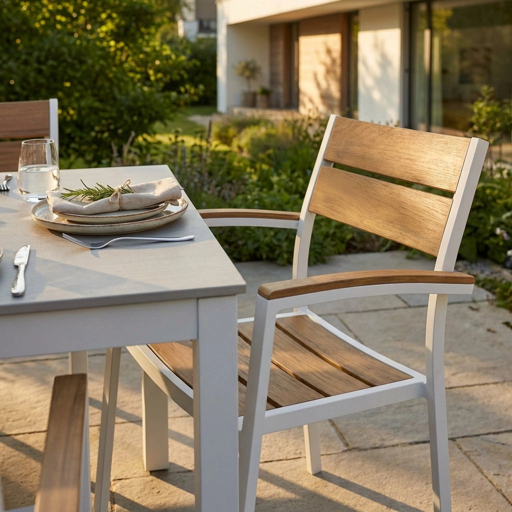 Poltrona da Giardino Impilabile in Alluminio Polywood cm 54x54x84 - URBAN