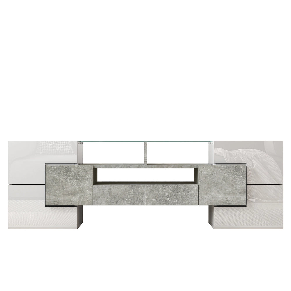 Mobile TV LED - Xylo - 145cm bianco lucido vetro