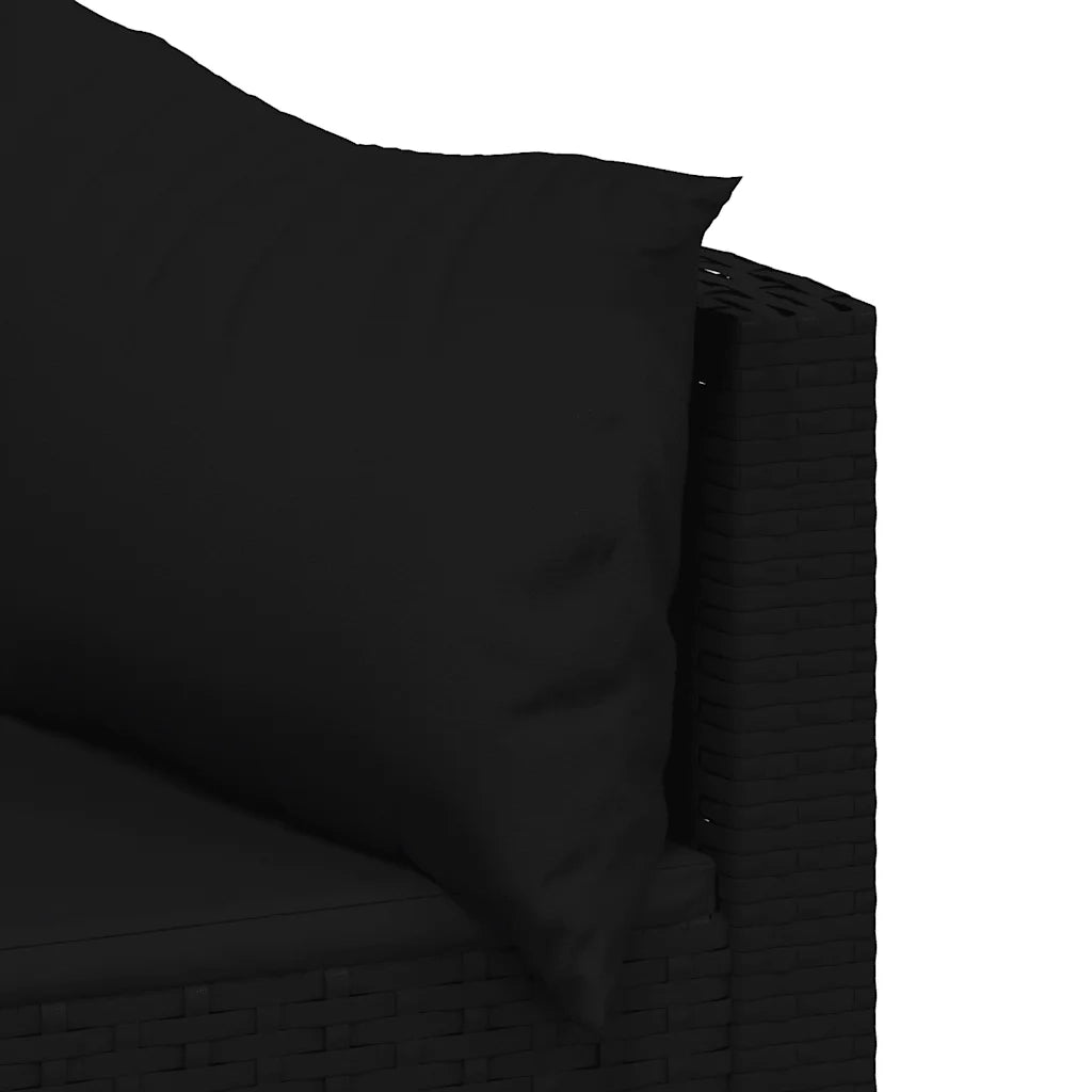 Set Divani da Giardino 3 pz con Cuscini Nero in Polyrattan 319791