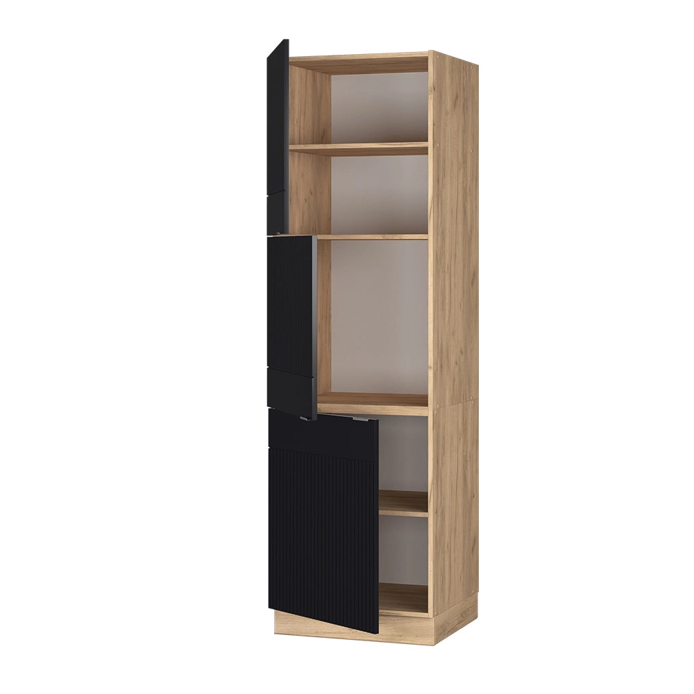 Mobile per forno da incasso Fame-Line Nero rigato/Rovere dorato 60 cm Vicco
