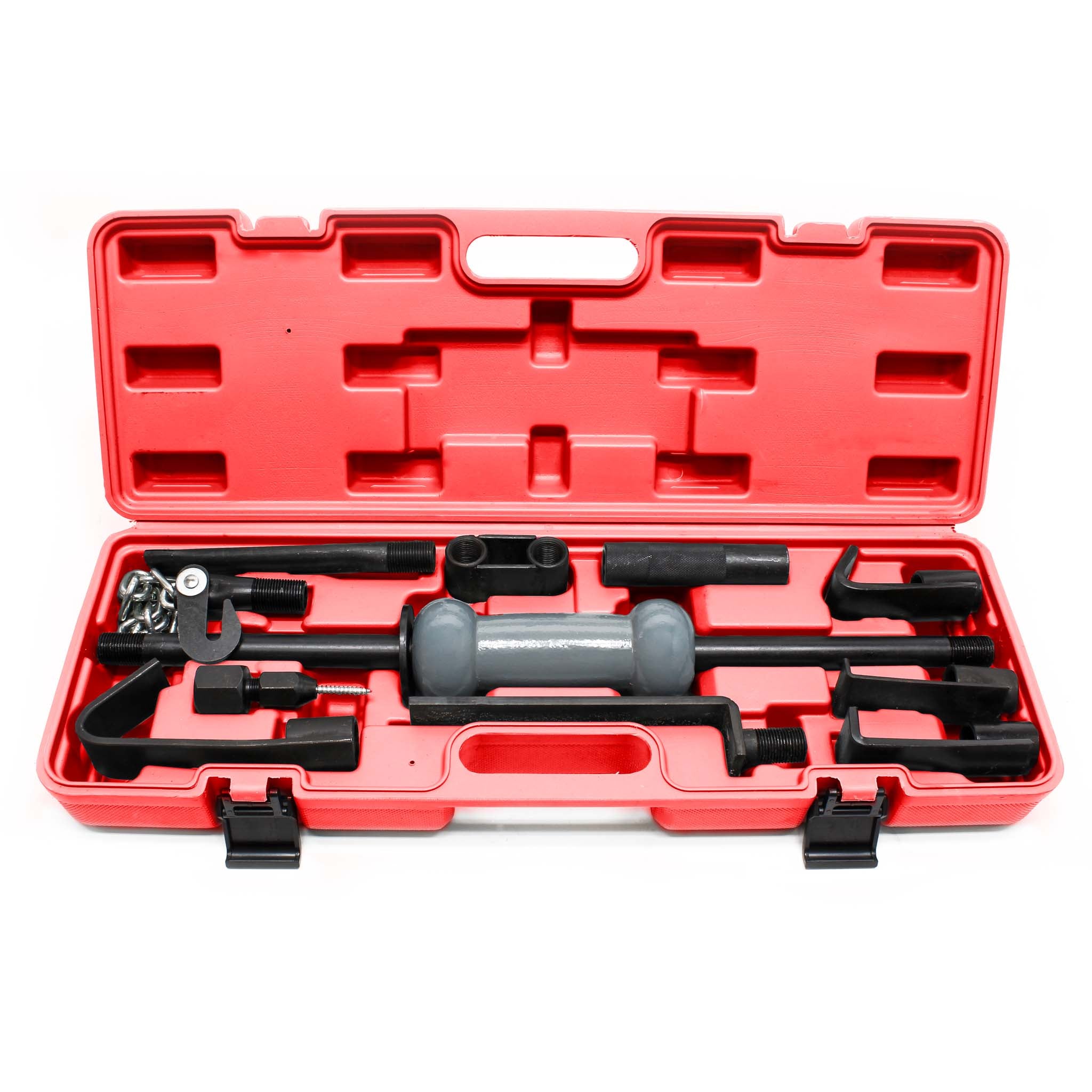 Set universale 11 pezzi per riparazione carrozzeria con martello scorrevole per ammaccature