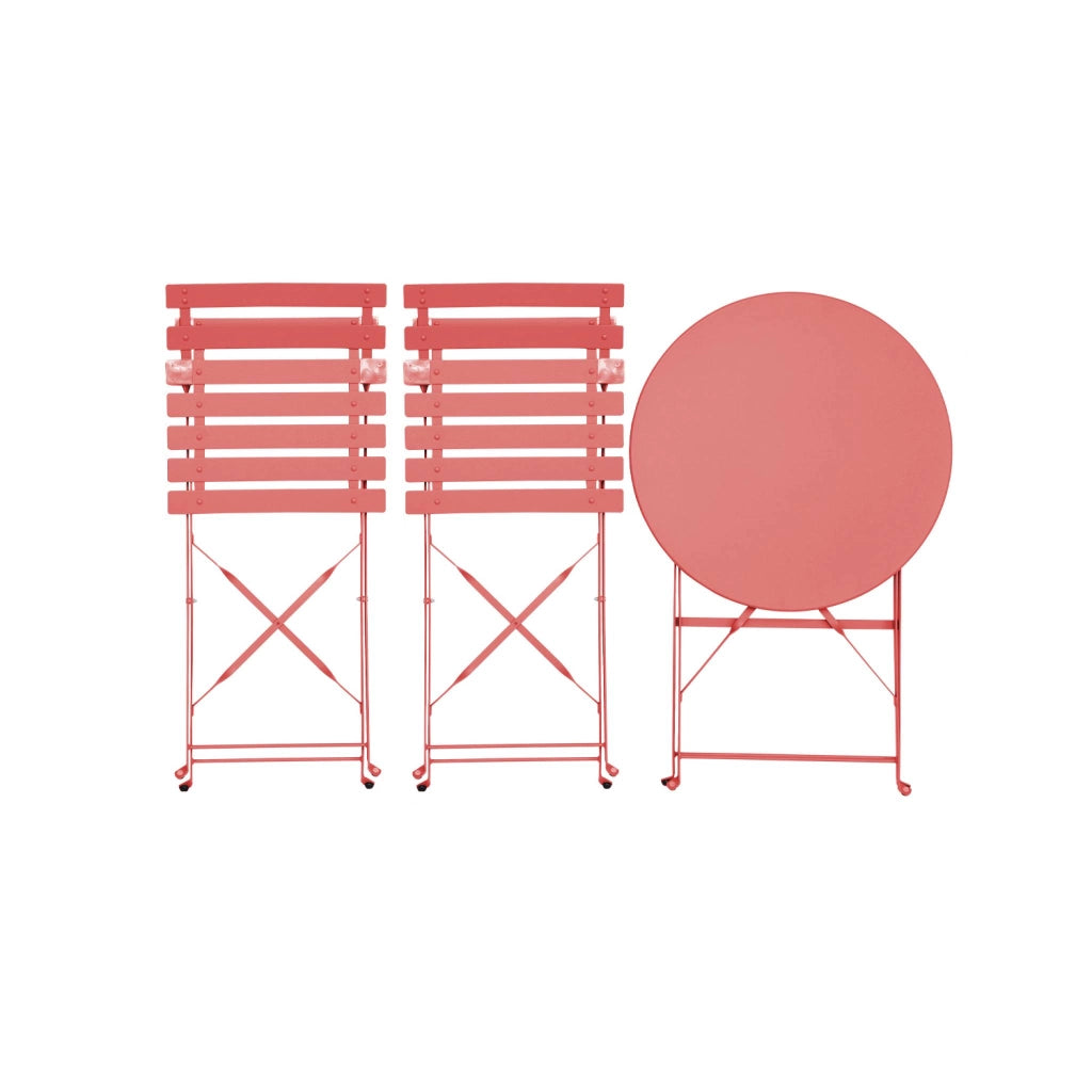 Set tavolo da giardino bistrot pieghevole in acciaio con 2 sedie,