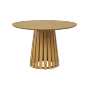 Tavolo da pranzo rotondo in legno di hevea impiallacciato rovere, 4